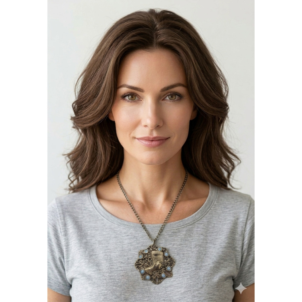 Vintage Nefertiti Filigree Medallion Statement Necklace